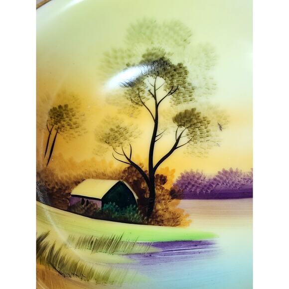 Rare Meito China Bowl Dish 7" Hand Painted Gold Trim Double Handle 1930 Japan - Picture 6 of 15